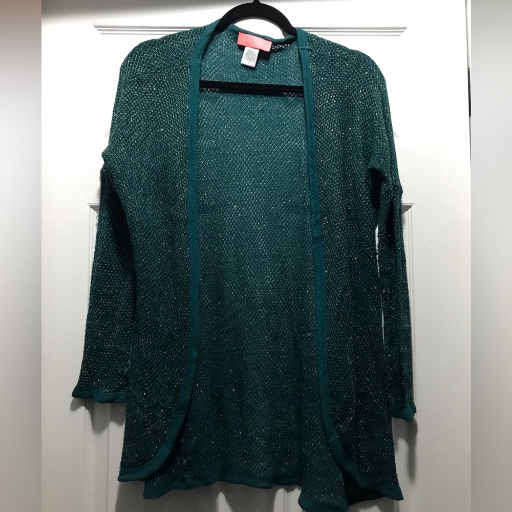 Teal Glitter Cardigan
